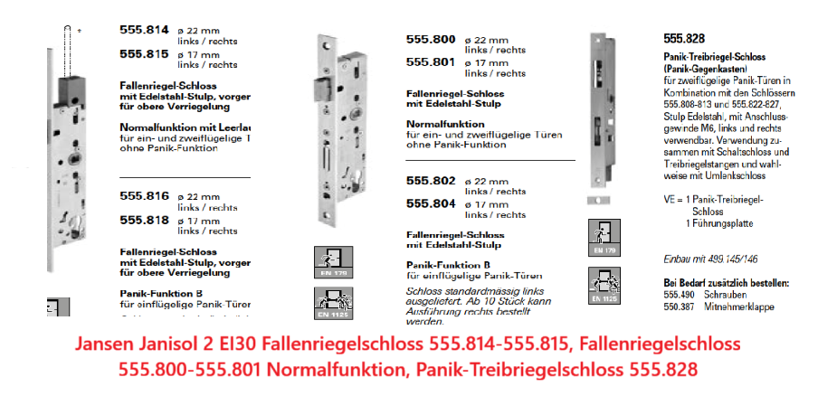 Jansen Fallenriegel-Schlösser